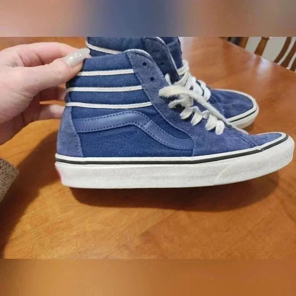 VANS Sk8-Hi Top Shoes Blue Suede Slip Unisex Big Kids 4 - Picture 2 of 11